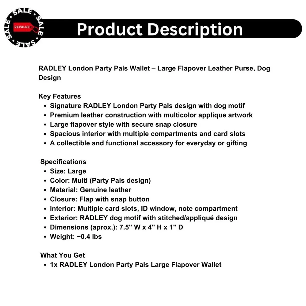 RADLEY London Party Pals Wallet –‎ Large Flapover Leather Purse, Dog Design